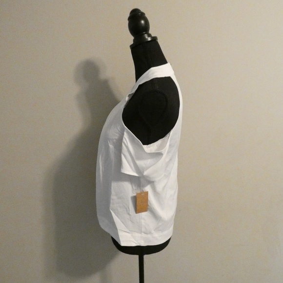 Women's White Cold-Shoulder Keyhole Top - Picture 5 of 7